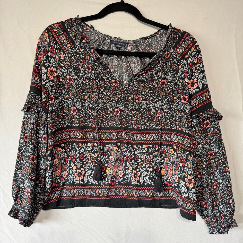 American Eagle Floral Bohemian Blouse